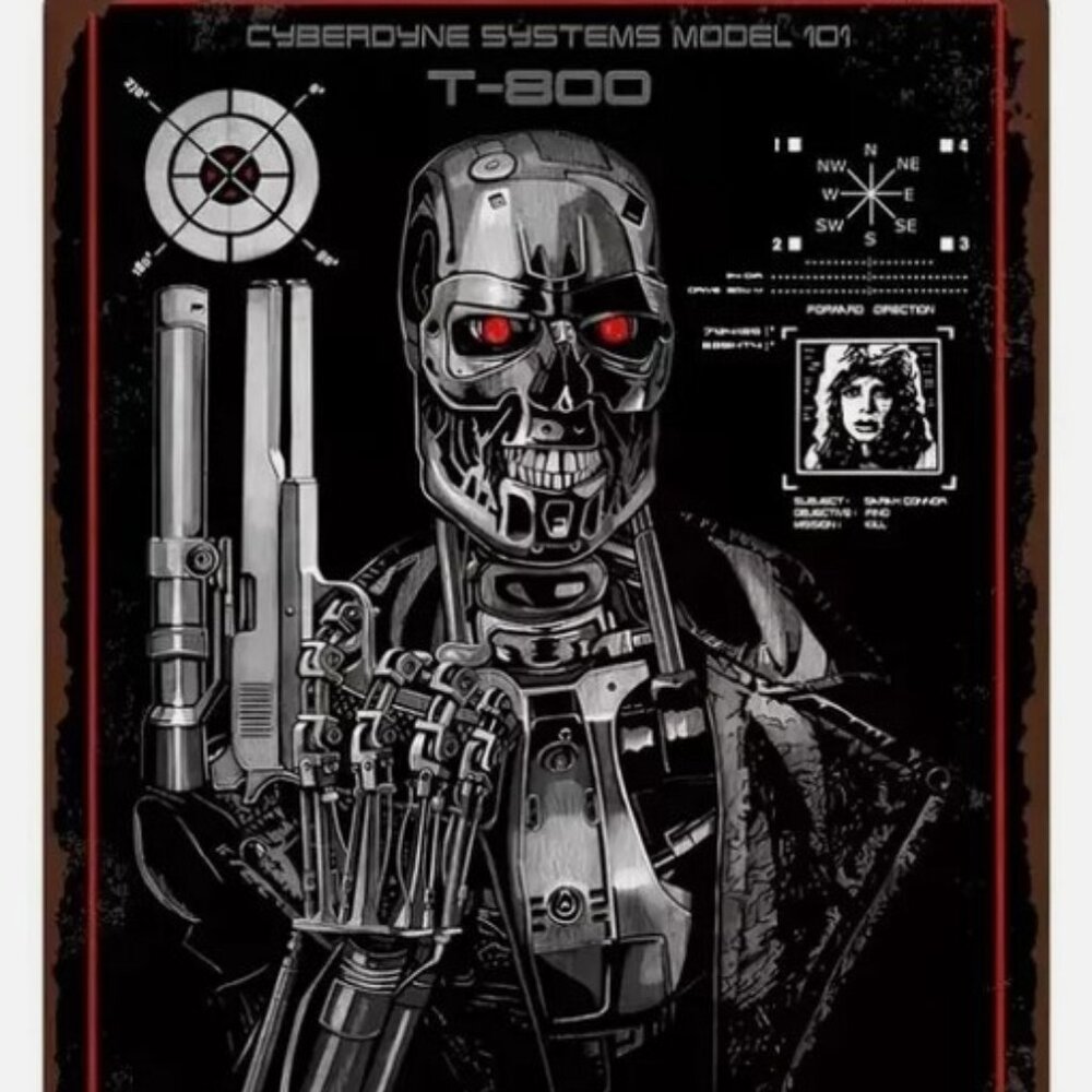 The Terminator T-800 Metal Tin Sign 8"x12" Perfect For Home Den Bar Garage ....